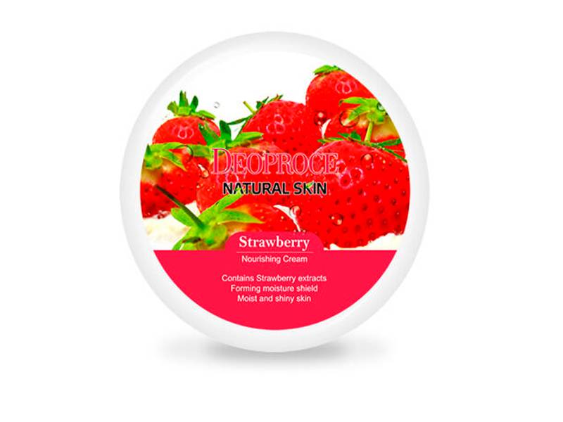Крем для лица и тела с экстрактом клубники Natural Skin Strawberry Nourishing Cream DEOPROCE (100мл)