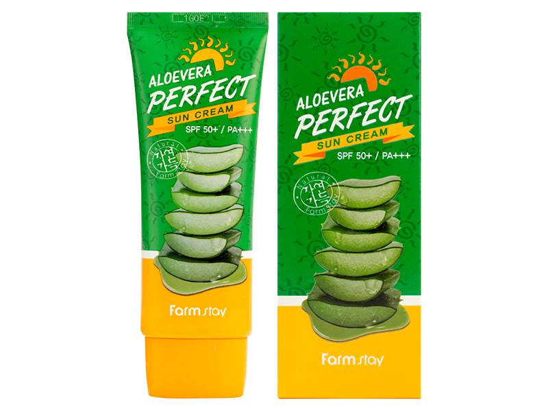 Солнцезащитный крем для лица и тела с экстрактом алоэ FarmStay Aloevera Perfect Sun Cream SPF50+ PA+++