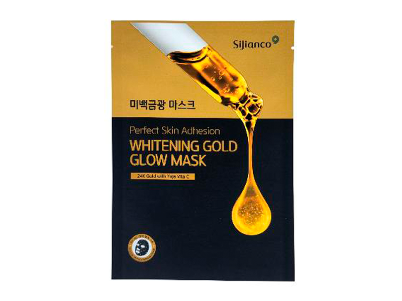 Отбеливающая тканевая маска с эффектом сияния SIJIANCO Skin Adhesion Whitening Gold Glow Mask [Whitening]